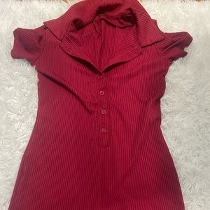 burgundy short romper